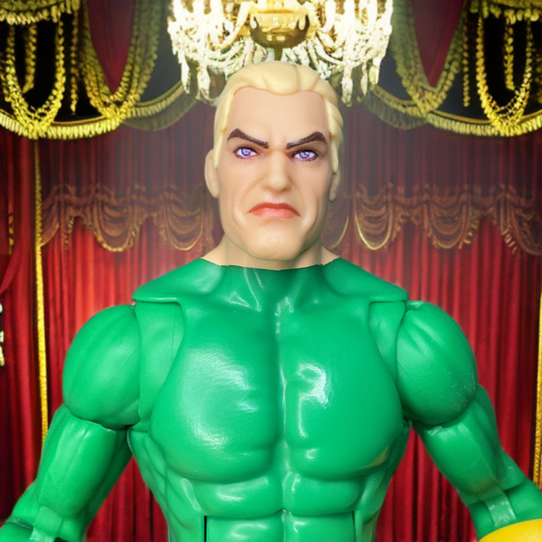 Die unmaskierte Kopfskulptur von Quentin Beck aus der Mysterio-Retrofigur zeigt einen Mann mittleren Alters mit Witwenscheitel, tiefliegenden Augen und verzweifeltem Blick.