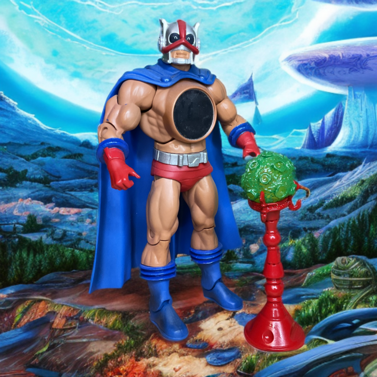 Rare figurine MOTU Classics Strobo avec plaque de poitrine en miroir et accessoires de manipulation de la lumière.