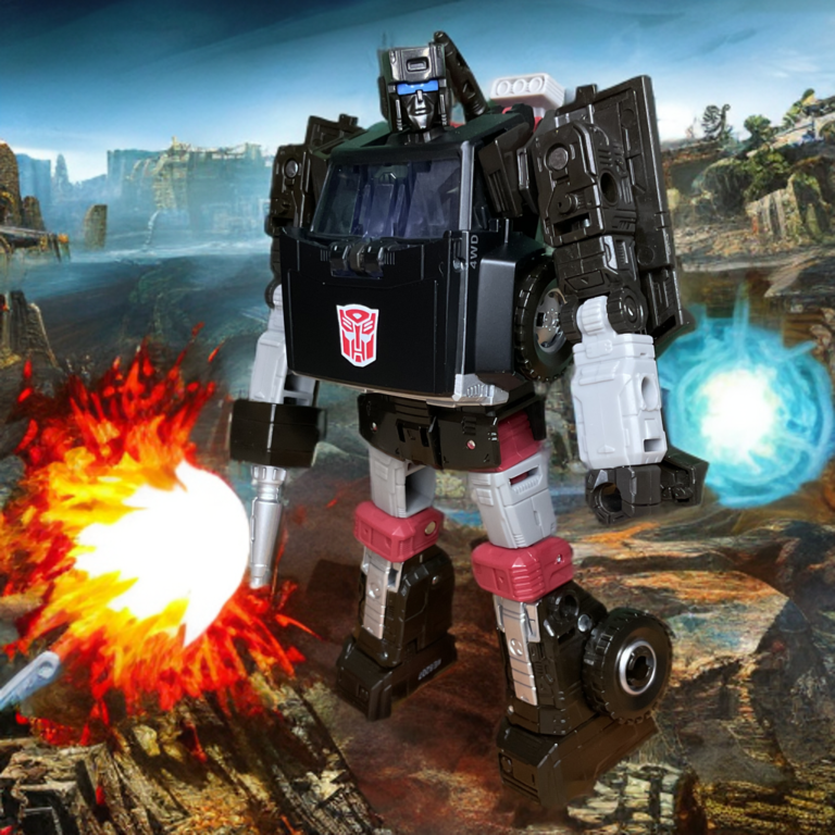 Transformers War for Cybertron Earthrise Trailbreaker action figure with his signature camper shell and force field emitters.