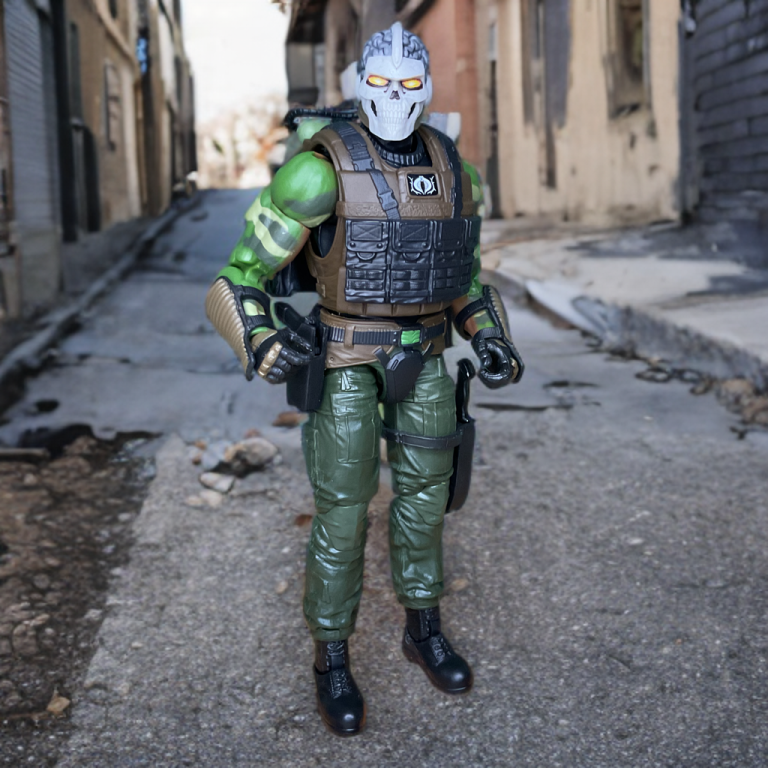 Cobra Grim-Viper 6-Zoll-Figur mit dynamischer Pose, Schädelhelm und voller Kampfausrüstung