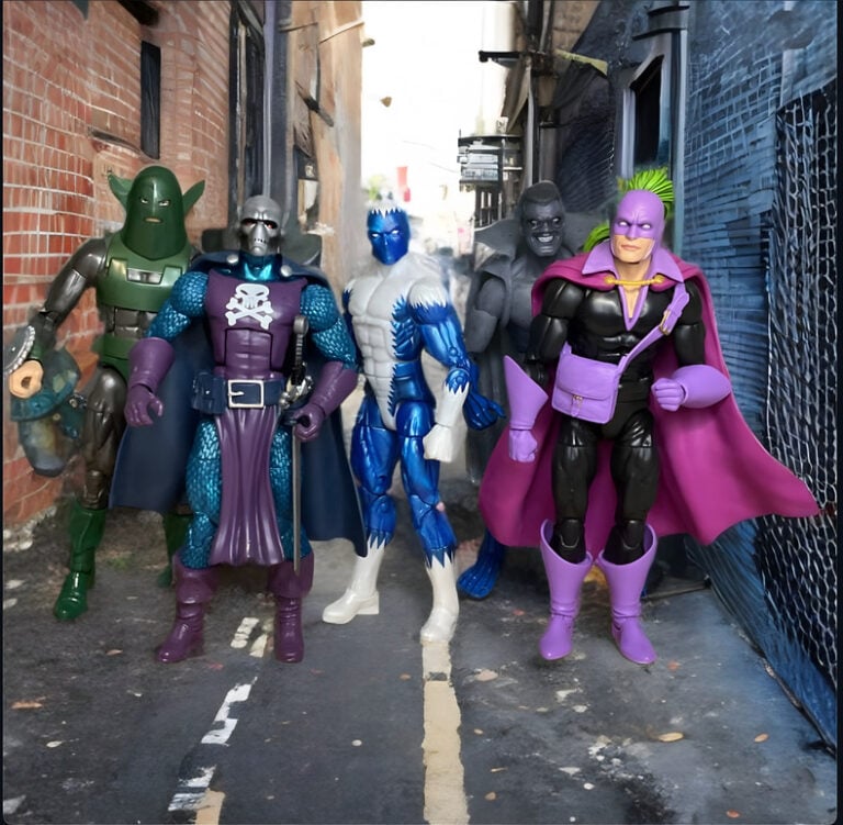 Foto de grupo dos principais vilões da primeira temporada, incluindo Blizzard, Whiplash, Grey Gargoyle, Whirlwind e Blacklash em uma formação ameaçadora.