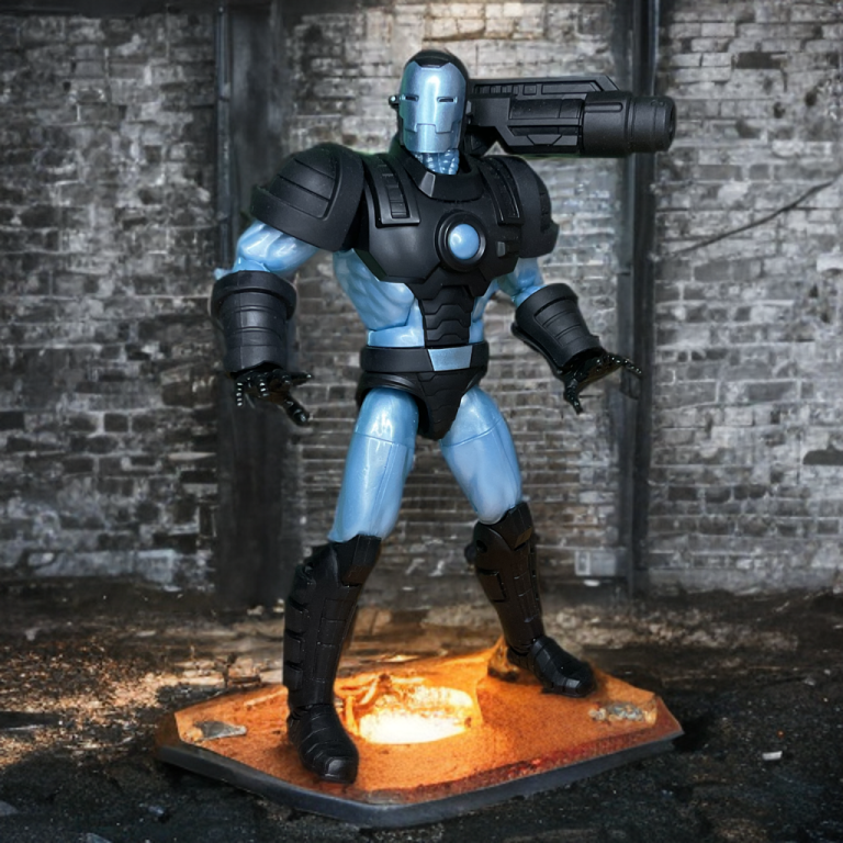 War Machine in einem verlassenen Gebäude, das von unten her leuchtet.