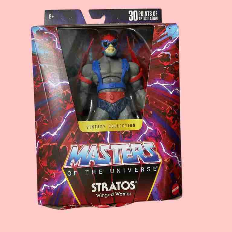 Masterverse Vintage Collection Stratos Walmart exclusive action figure front view with red wings and blue harness