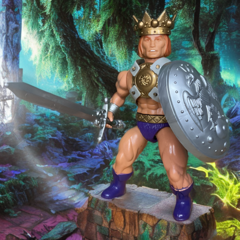 Remco Conan the King action figure with golden crown, chest plate, and shield.