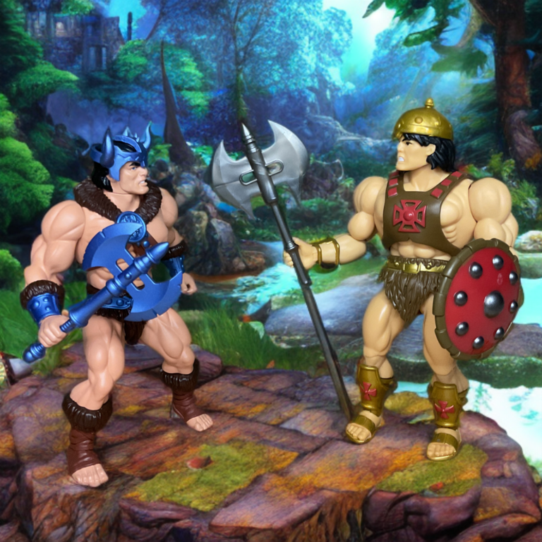 MOTU Origins Sketchbook He-Man comparé à Barbaros de la ligne Legends of Dragonore.