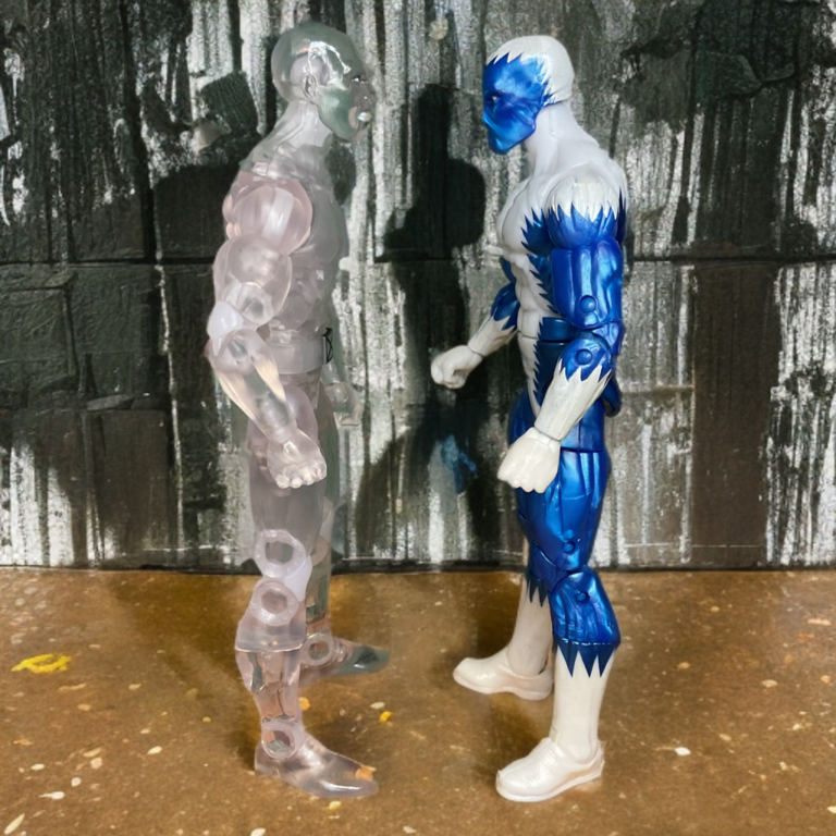 Stare down comparison of Iceman’s organic ice body versus Blizzard’s tech-dependent frost armor in Marvel Universe