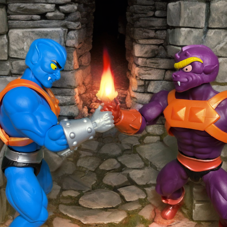 Tuvar and Baddrah thumb wrestling in a dungeon deep in snake mountain