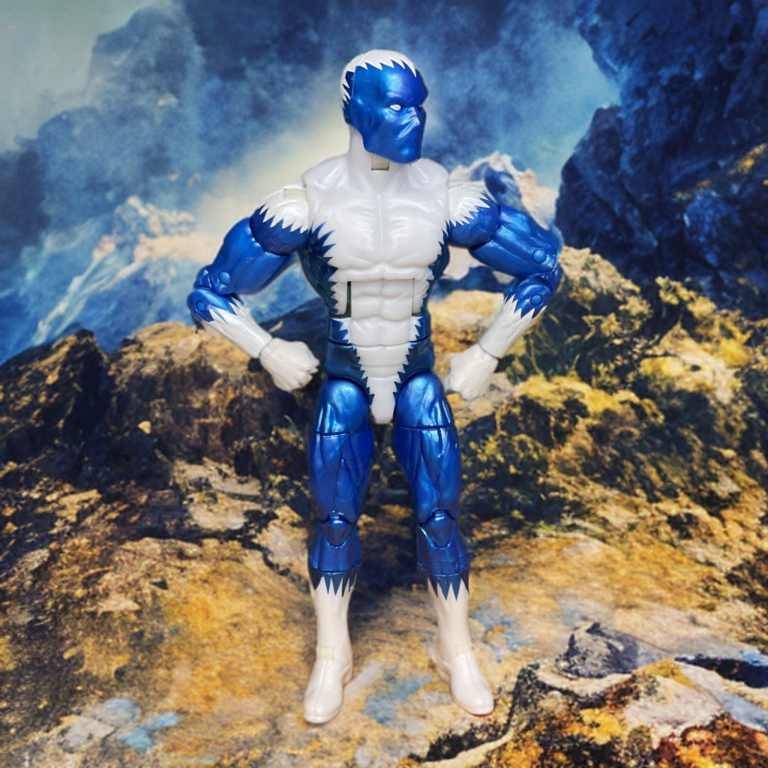 Blizzard (Donny Gill) in his classic blue high-tech battlesuit.