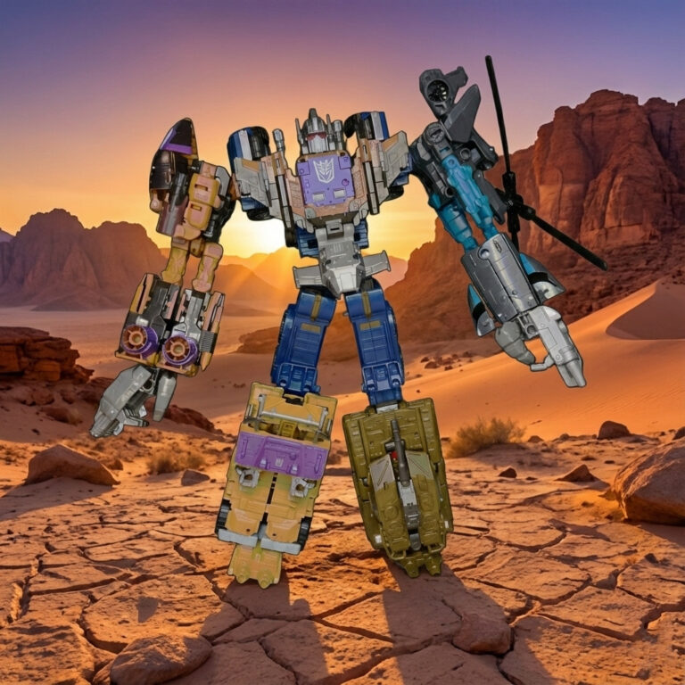 Bruticus standing menacingly in the desert as part of the planet-destroying plot in G1 Transformers.