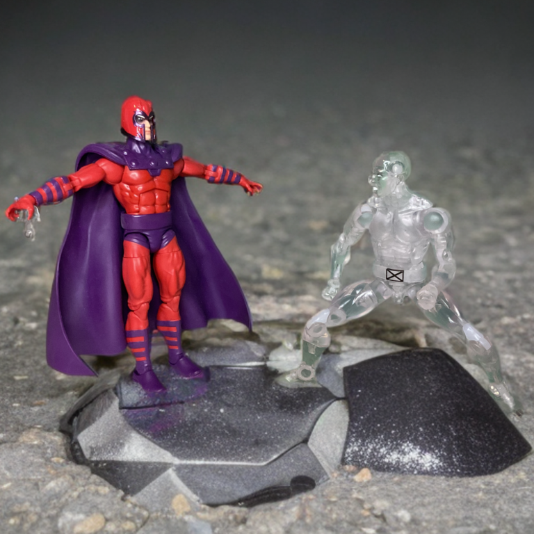Marvel Legends Iceman posiert in dynamischer Secret Wars-Kampfhaltung