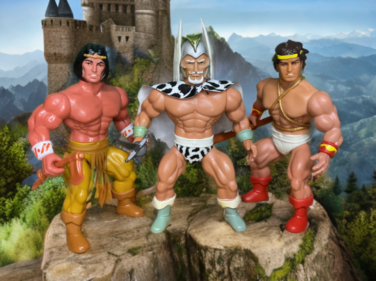 Arak, Warlord, and Hercules stand united in front of a castle.