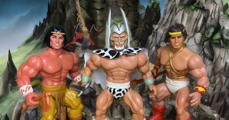 Arak, Warlord, and Hercules from the Lost World of the Warlord action figure line.