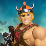 Close-up of alternate sculpt on MOTU Origins Sketchbook He-Man with wild flowing hair