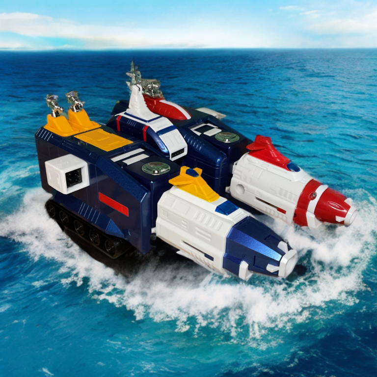 GX-88 Sea Team vehicles including Communications Module and Multi-Wheeled Explorers above water.