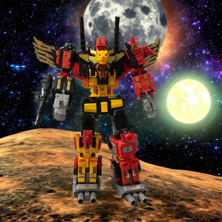 Power of the Primes Predaking Titan Class kombinierte Roboterform mit leuchtenden Augen und detaillierter Panzerung.