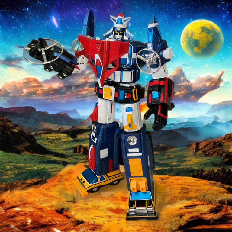 GX-88 Vehicle Voltron combined, highlighting diecast legs and arms.