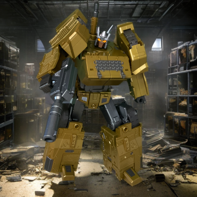 Zeta Toys Brawl as robot in abandoned hanger setting.