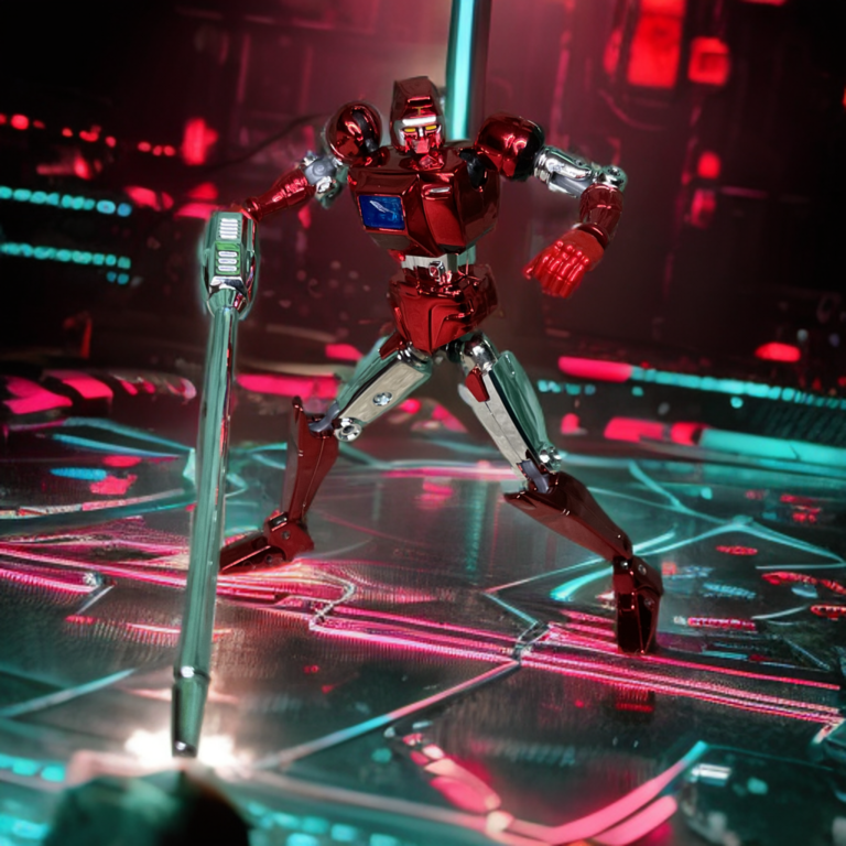 Soul of Chogokin GX-40SP God Gaia core robot in vibrant red-and-silver electroplating, standalone view.