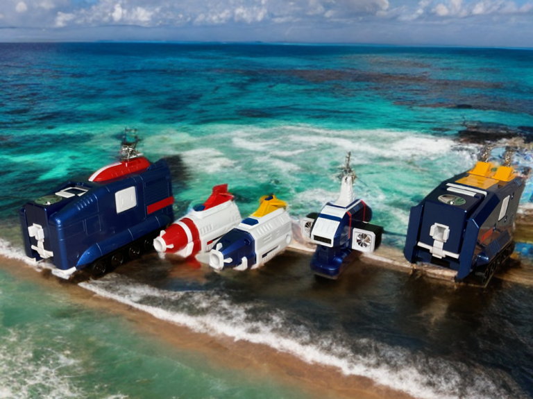 Sea Team formed into Aqua Fighter separate sub-modes on the beach front of the ocean.