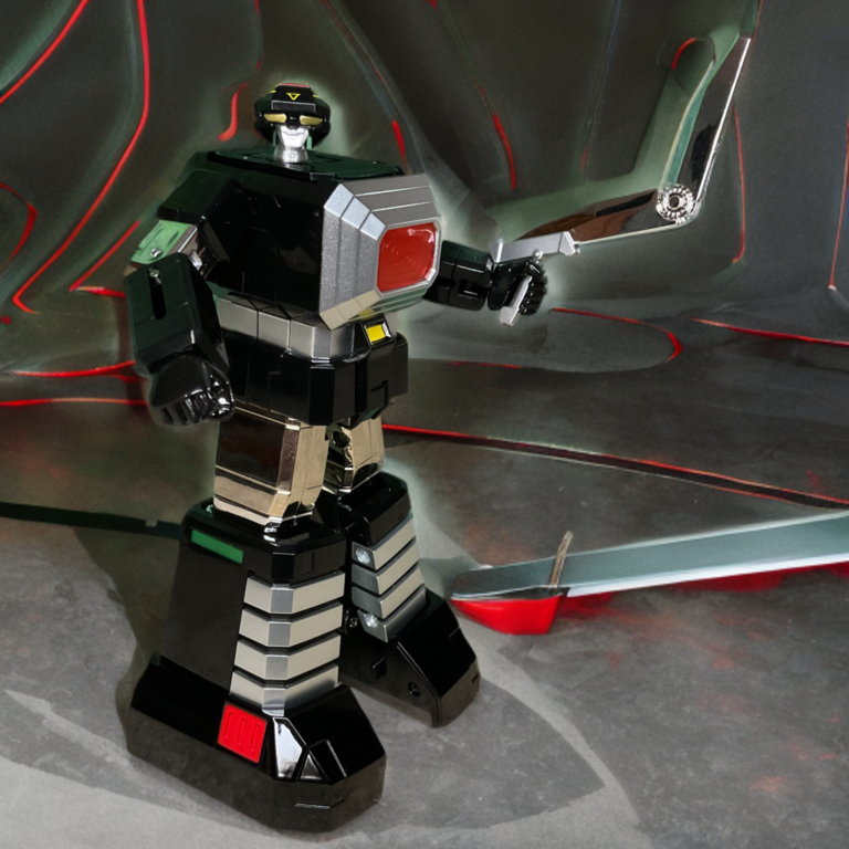 Ra Shin, left leg robot of God Mars with plated thighs.