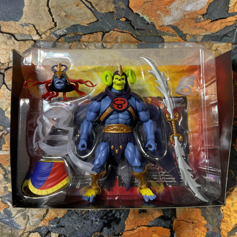 Skell-Ra in original bubble packaging from Masters of the Universe Origins x ThunderCats line, mint collector condition on Fantasy Action Figures.