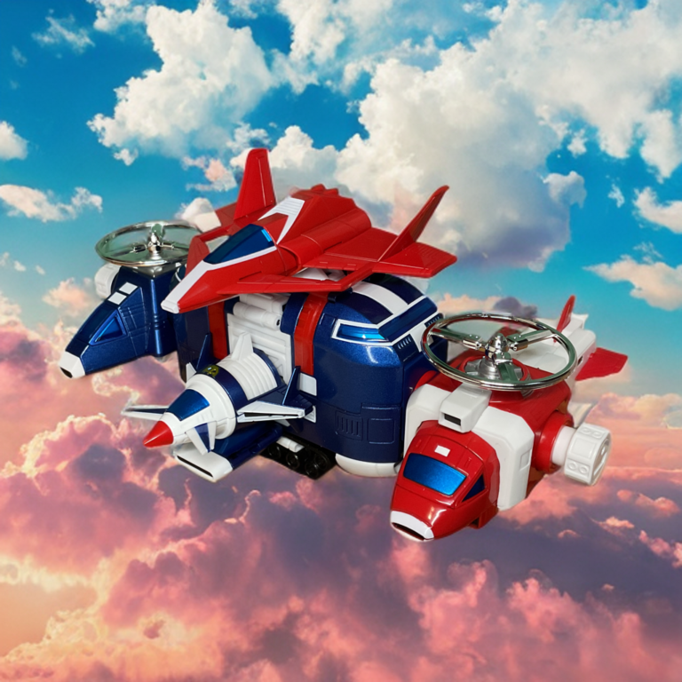 : Soul of Chogokin GX-88 Air Team: Command Jet, Strato Module, Helicopters, and Falcon Fighter.