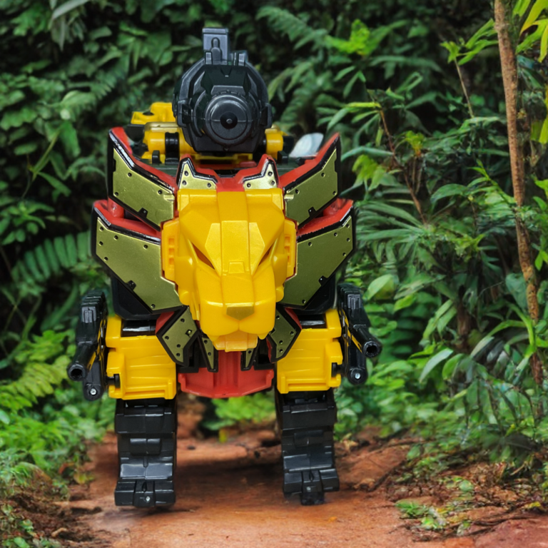 Power of the Primes Razorclaw Löwe in der Seitenansicht, mit beweglichen Beinen und strukturierter Mähne zu sehen.