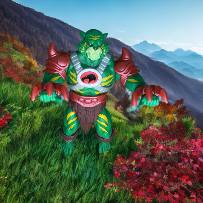 MOTU Origins Battle Cat-Man in aggressive action pose with arms raised and claws forward.