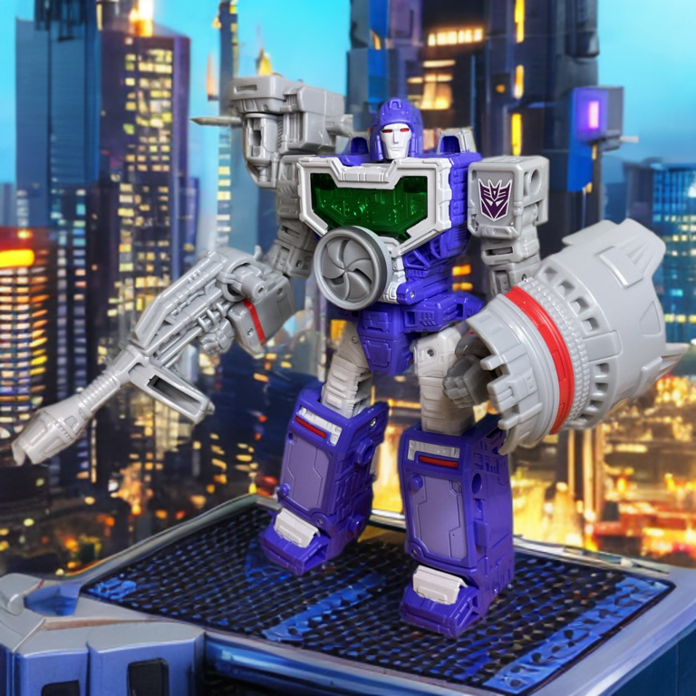 Transformers Dramatic Capture Series Reflector single robot (Viewfinder) close-up in robot mode, purple and gray with green visor and detailed chest plate locked and loaded.