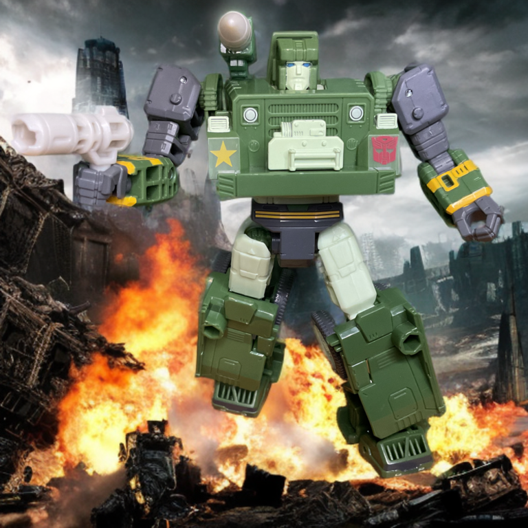 Full body shot of Autobot Hound Studio Series in robot stance, highlighting G1 proportions and high-quality sculpt.