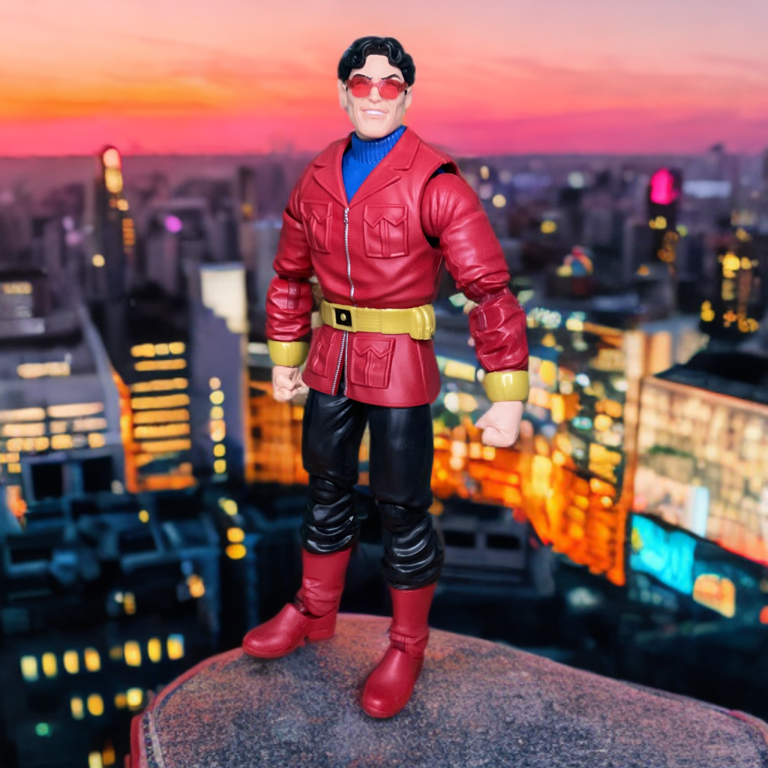 Simon Williams as Wonder Man breaking free from ionic experiment bonds, red costume glowing with power.