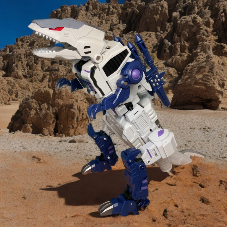 Unique Toys O-02 Alberich in his land-shark beast mode with sharp teeth.