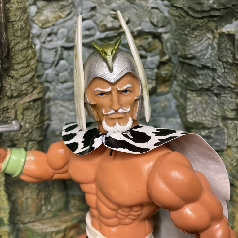 Remco The Warlord Travis Morgan vintage action figure solo, 1980s collectible in white loincloth and winged helmet.