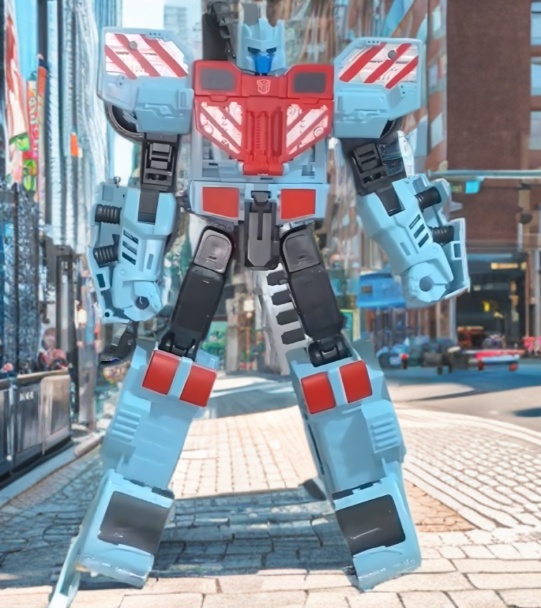 Hot Spot robot mode from the Demon Knight set, a blue fire truck robot.