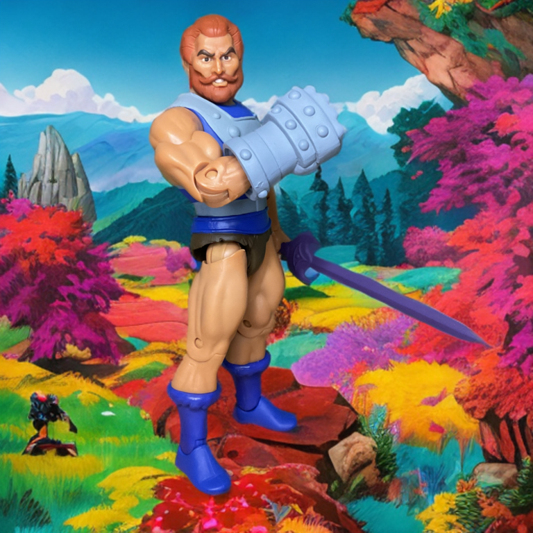 Filmation-style Fisto action figure in forest guardian pose.