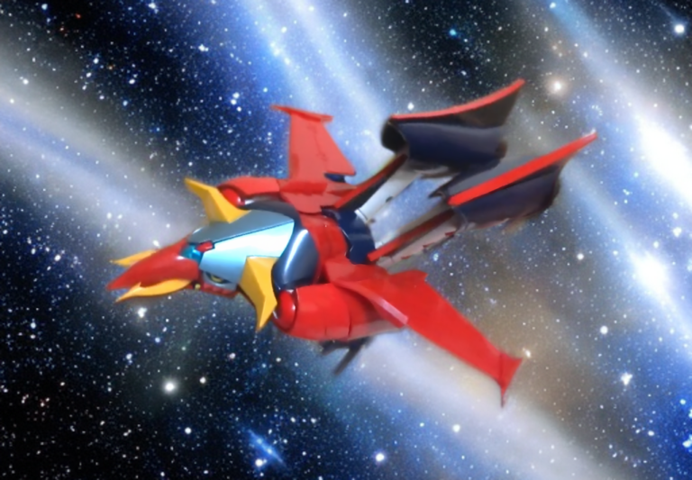 Full view of the GX-41S Raideen transformed into the God Bird flight mode.