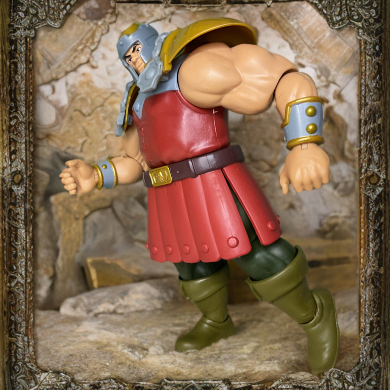 Ram Man in a dynamic mid-charge pose showing off his ball-jointed shoulders and knee bends.