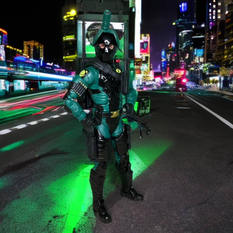 G.I. Joe Classified #187 Night-Viper foto de corpo inteiro destacando o emblema Cobra amarelo e o design tático.