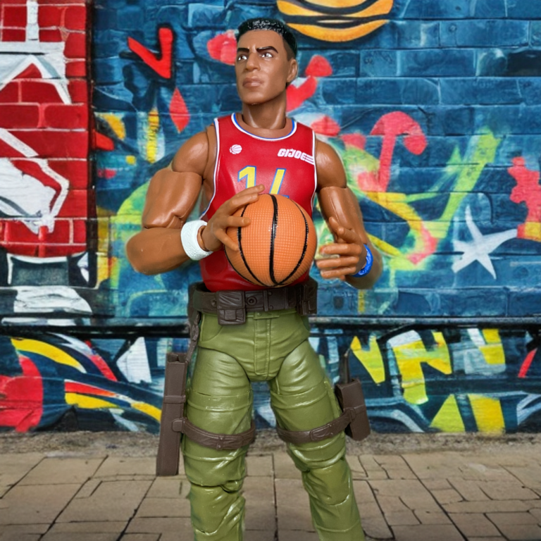 Bradley Big Lob Sanders G.I. Joe Classified figure holding basketball accessory.