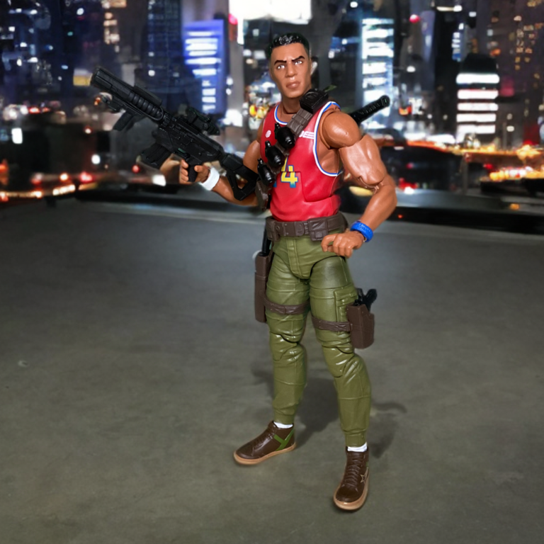 G.I. Joe Classified Big Lob figure demonstrating poseability with rifle accessory.