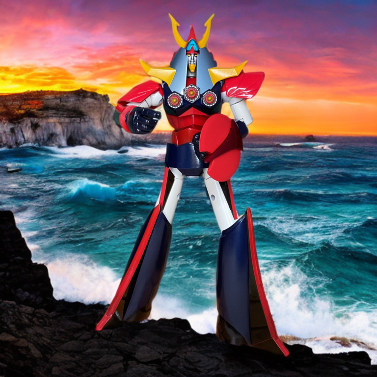 Right arm of Raideen with the God Block shield expanded in defensive mode.