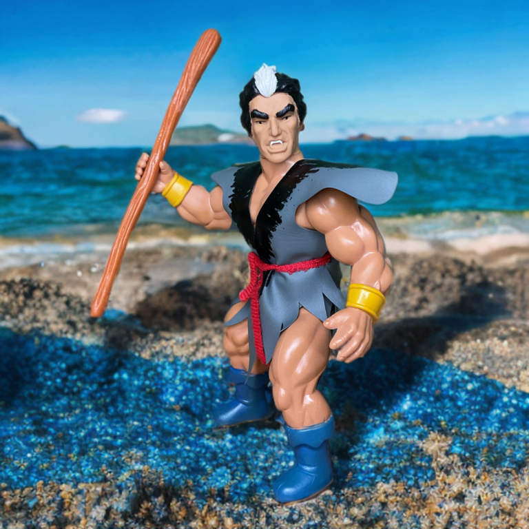 A close-up of the red cord-style sash tied around the waist of the Mikola Rostov action figure.