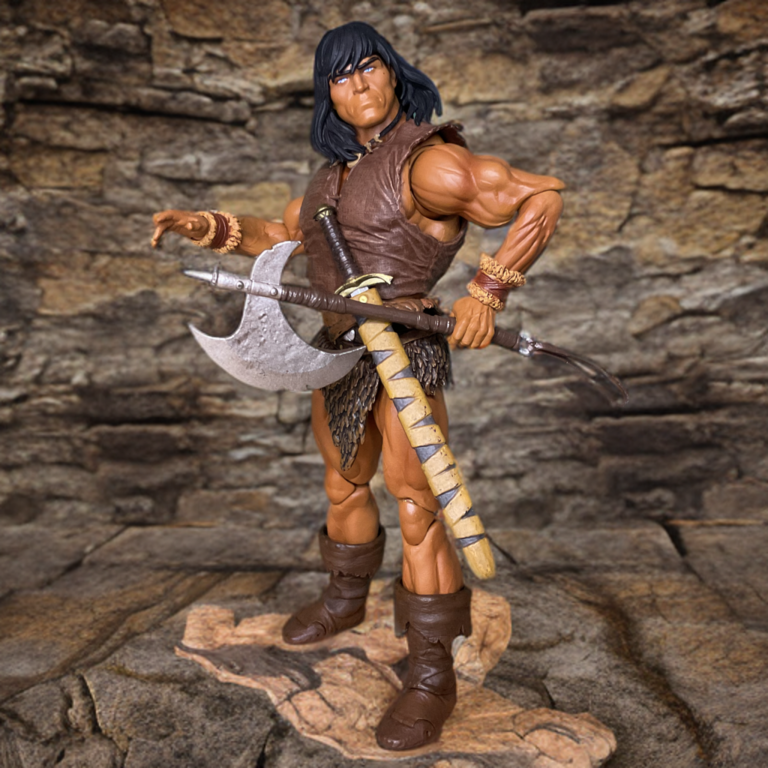 Axe and sword weapons included with Conan Battle of the Black Stone action figure.