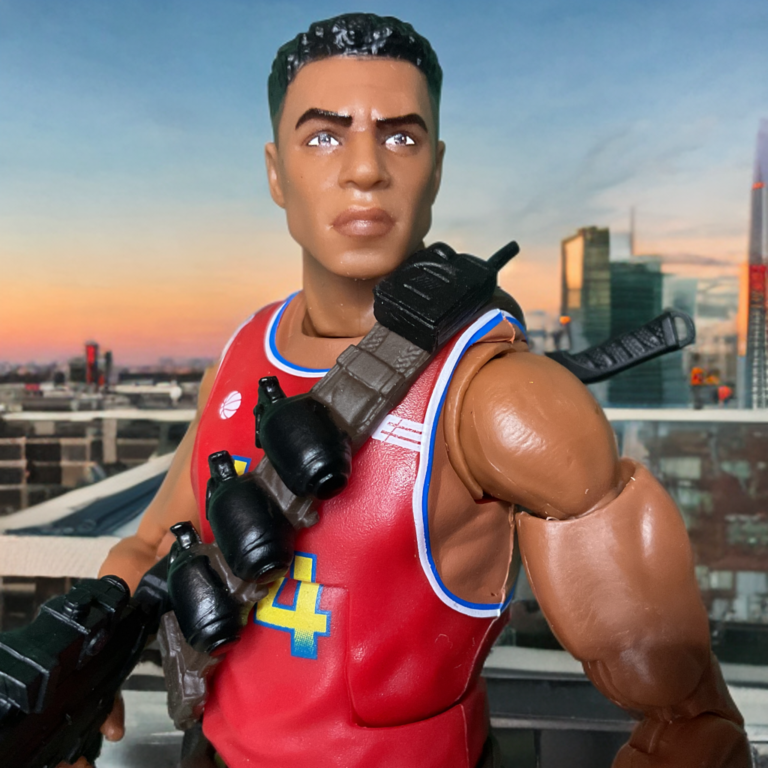 Close-up detail of Bradley Big Lob Sanders head sculpt on G.I. Joe Classified action figure.