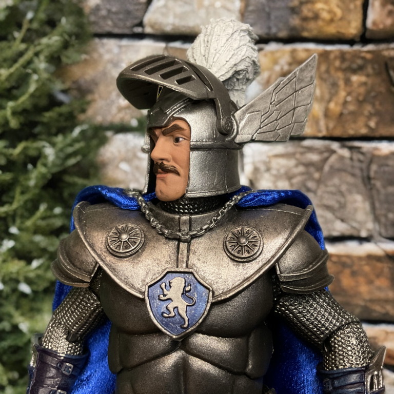 Headshot of NECA Strongheart figure showing his stern yet noble face under helmet, eyes focused forward with helmet wings prominent.