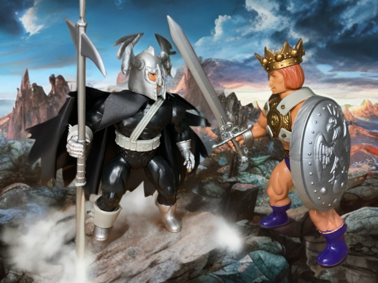 Remco Devourer of Souls standing next to Conan the King to show 5.5-inch scale.