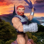 MOTU Origins フィスト アクションフィギュア マスターズ・オブ・ユニバースより、素顔で銀の拳と紫の剣を持つ、エターニアのまっすぐな強者。.