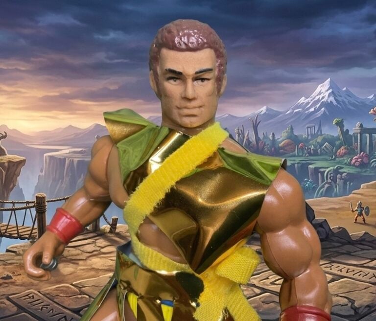 Remco-Actionfigur von Machiste allein aus der Lost World of the Warlord-Reihe von 1982, dem mächtigen Kriegskameraden des Kriegsherrn in Skartaris.