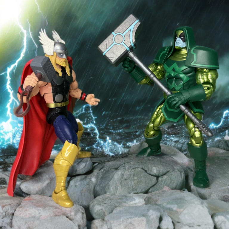 Thor vs. Ronan the Accuser in hammer duel.