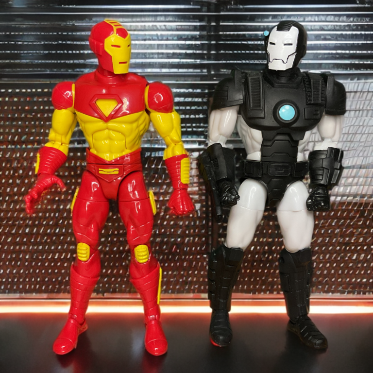 Marvel Legends Retro Iron Man displayed alongside a War Machine figure, recreating the Season 1 Force Works dynamic.